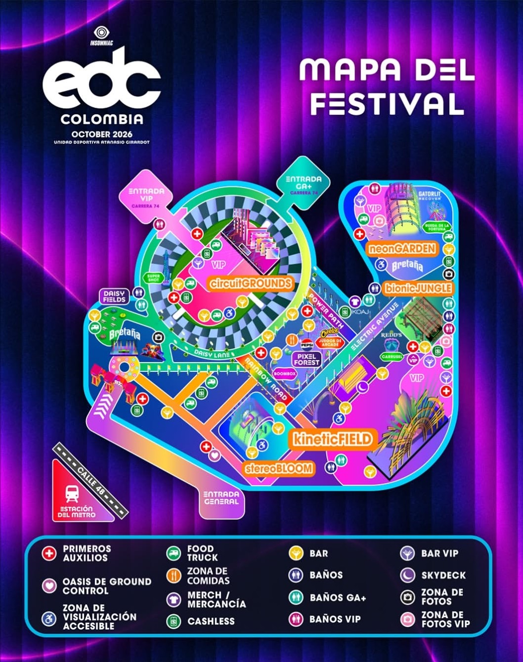 Mapa oficial del festival EDC Colombia 2026